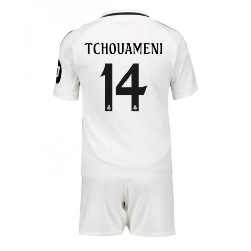 Dětský fotbalový dres Real Madrid Aurelien Tchouameni #14 2024-25 Domácí Krátký Rukáv (+ trenýrky)